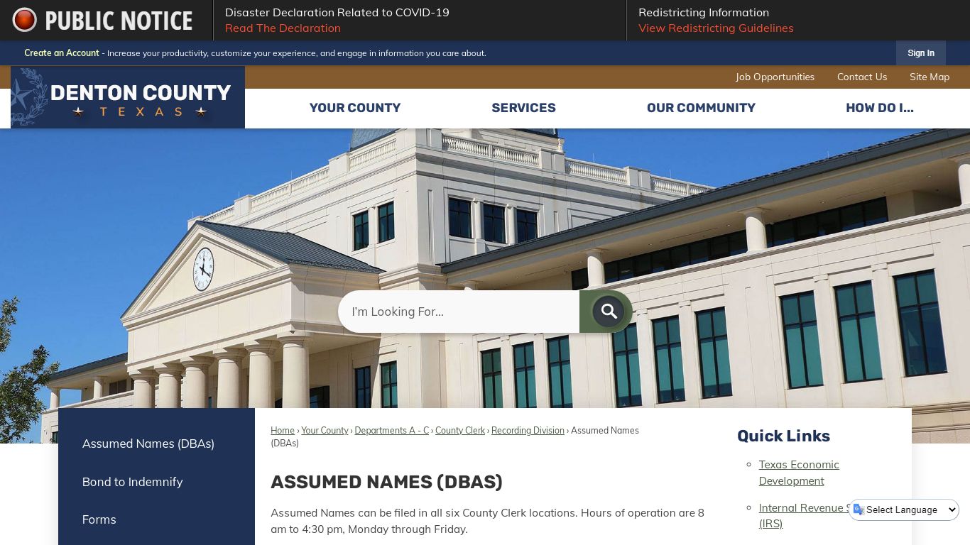 Assumed Names (DBAs) | Denton County, TX