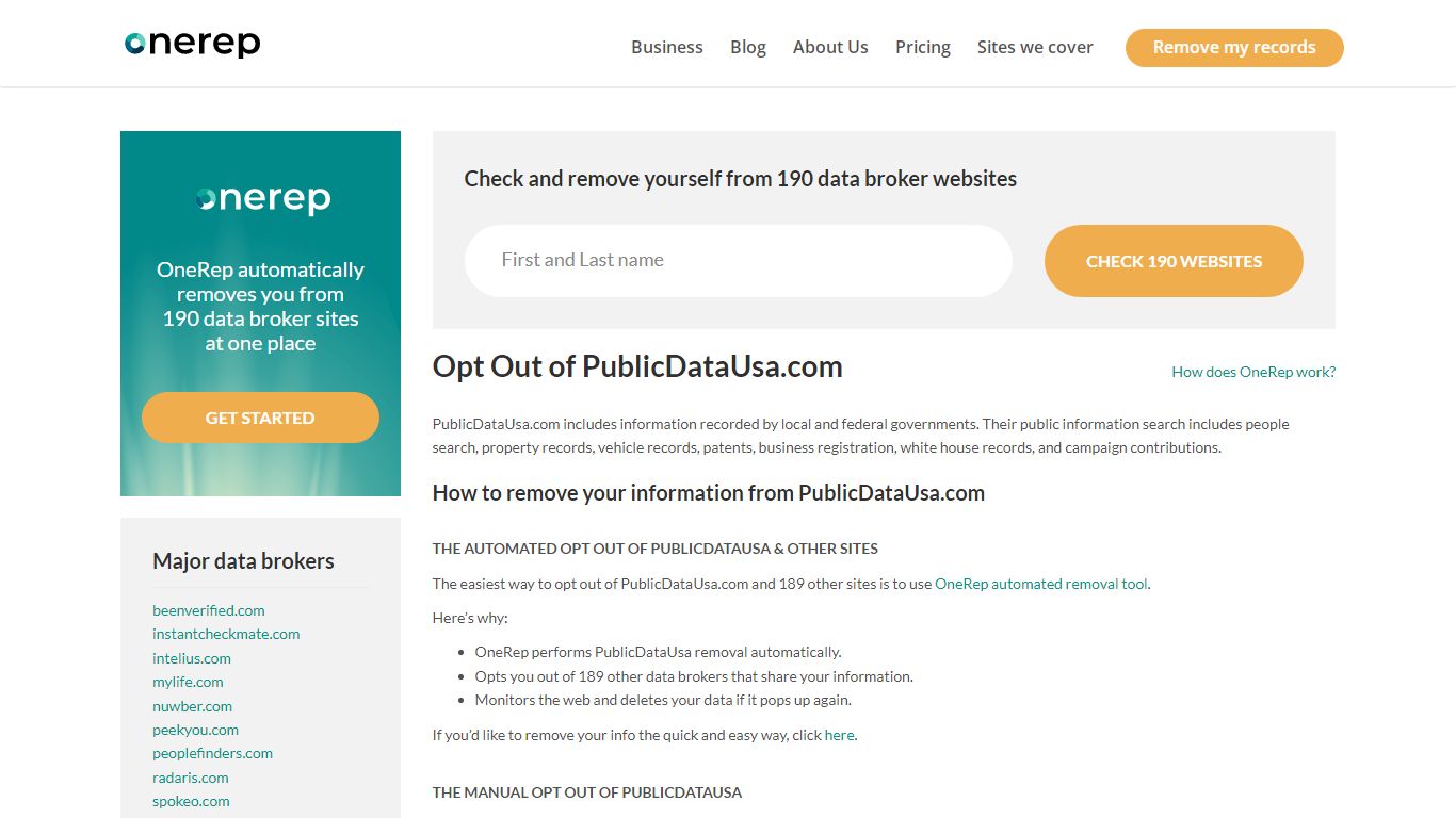 How To Remove Personal Information From publicdatausa.com - OneRep